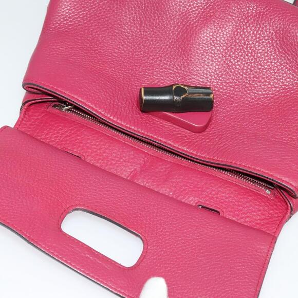 GUCCI Bamboo Daily Hand Bag Leather Pink Silver - Picture 16 of 16